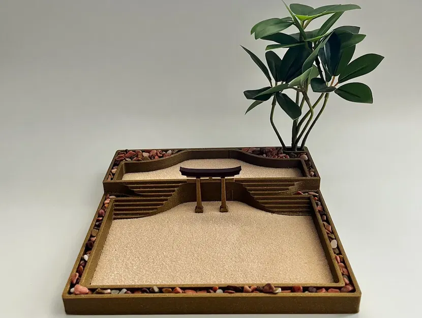 Vườn Thiền Hai Tầng Trên Bàn Làm Việc Kèm Dụng Cụ và Trang Trí - Image 2