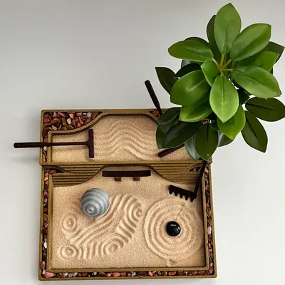 Vườn Thiền Hai Tầng Trên Bàn Làm Việc Kèm Dụng Cụ và Trang Trí