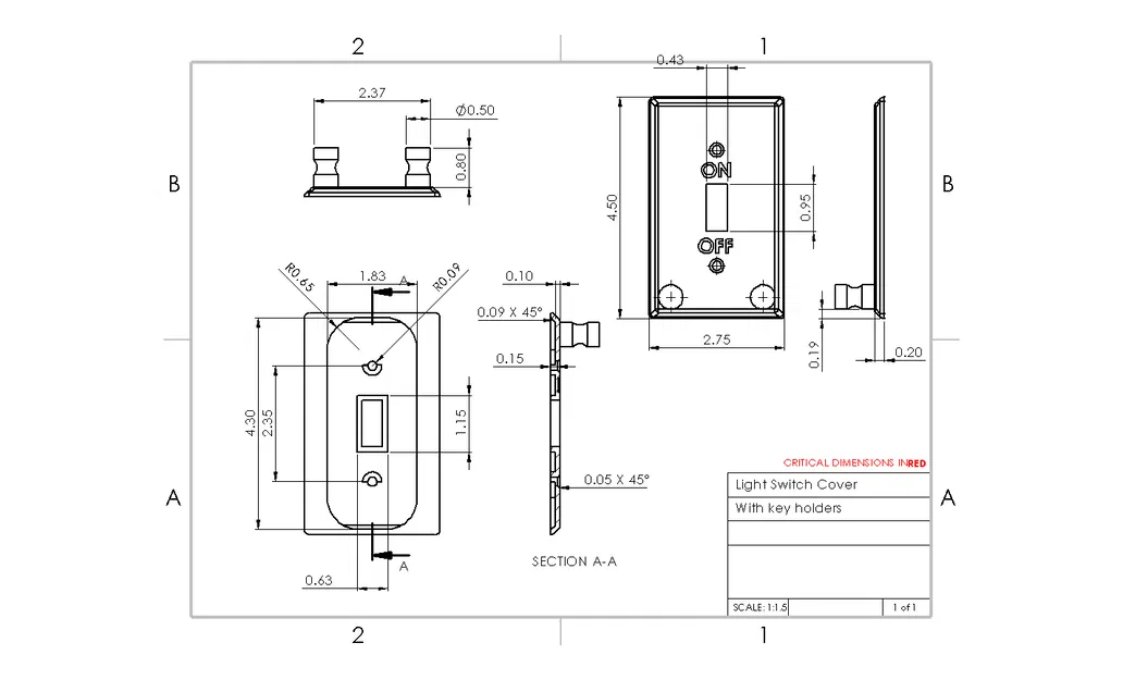 Light Switch Cover with Key Chain Holder - Image 2