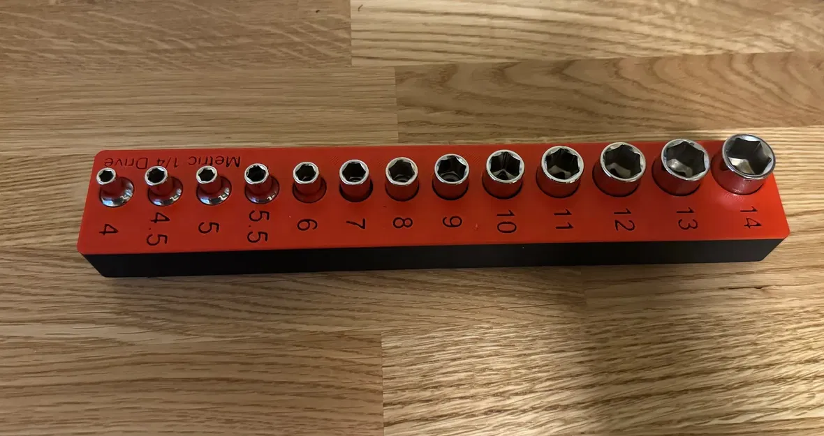 Gridfinity Tekton 1/4 Short Socket 4m-14mm holder - Image 1