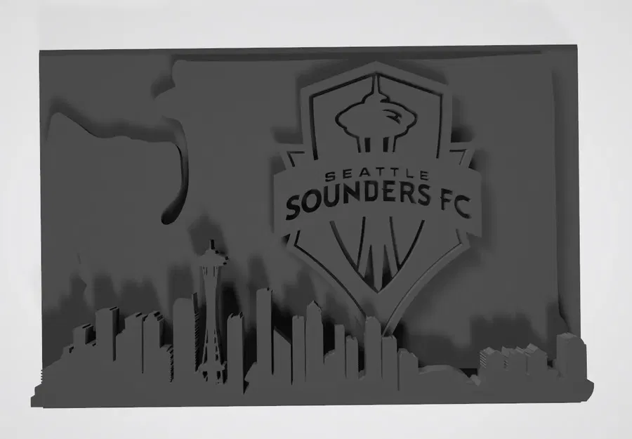 Seattle Sounders with WA state and Seattle Skyline - Image 1