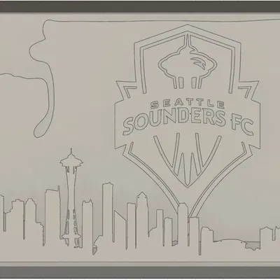 Seattle Sounders with WA state and Seattle Skyline