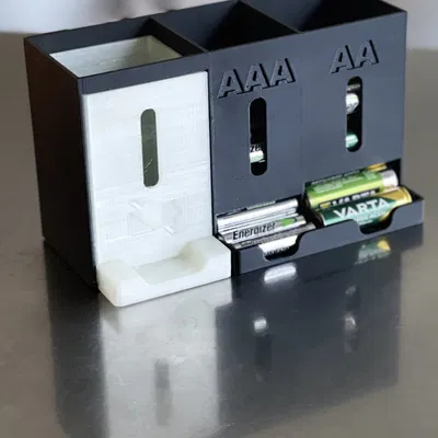 Giá Đỡ Pin Lên DIN Rail Có Ngăn Kéo Đựng Pin Cũ