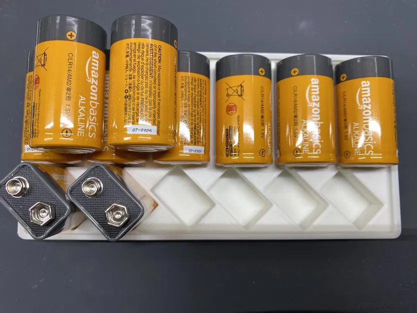 Hộp Đựng Pin C & 9V Gridfinity Nhỏ Gọn Đế 2x4 - Image 1