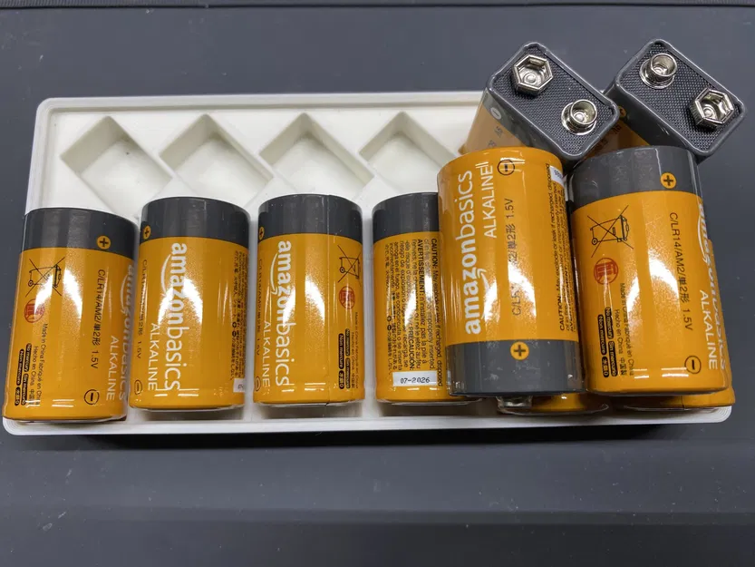 Hộp Đựng Pin C & 9V Gridfinity Nhỏ Gọn Đế 2x4 - Image 3