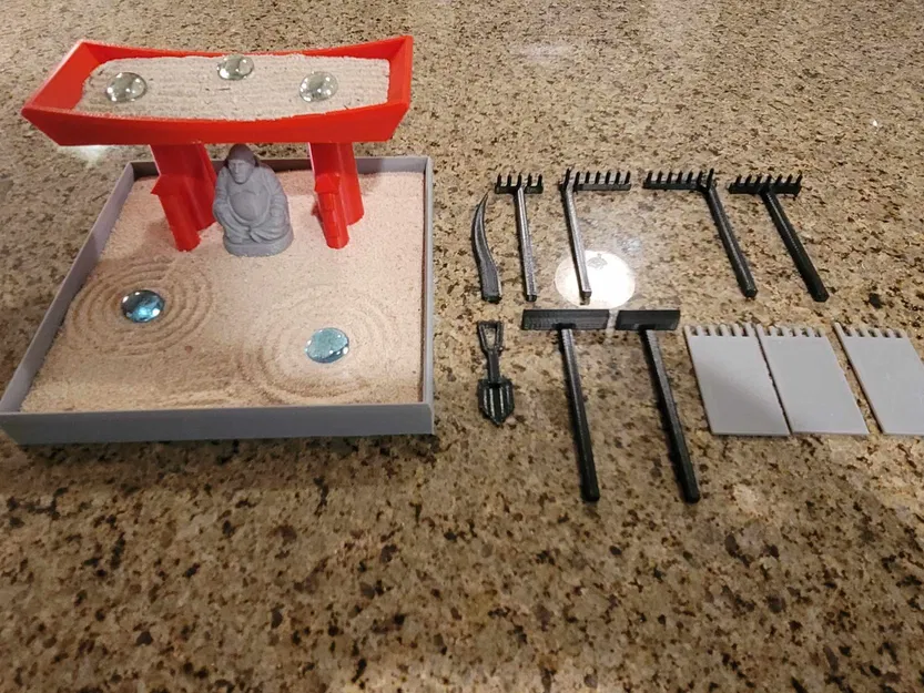 Two layer Zen Garden with Torii Gate Garden with tools - Image 1