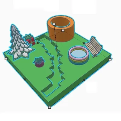 Title zimní a letní zahrada Tóm tắt Stromy dárky bazén lavička No