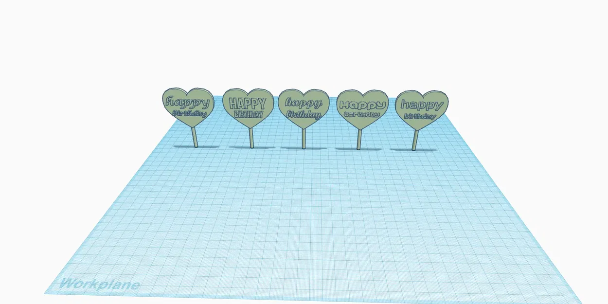 Trang Trí Bánh Kem - Trái Tim & Chữ Happy Birthday - Image 1