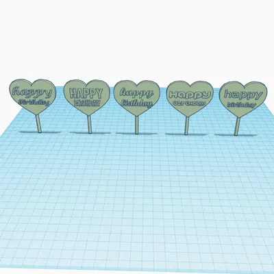 Trang Trí Bánh Kem - Trái Tim & Chữ Happy Birthday