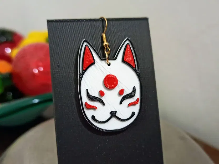 Kitsune Japanese Mask earrings - Image 1