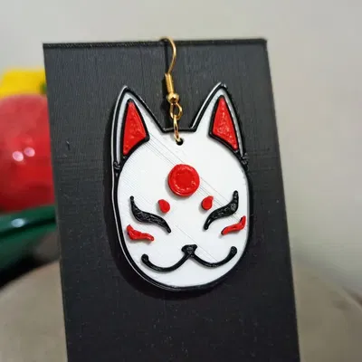 Kitsune Japanese Mask earrings