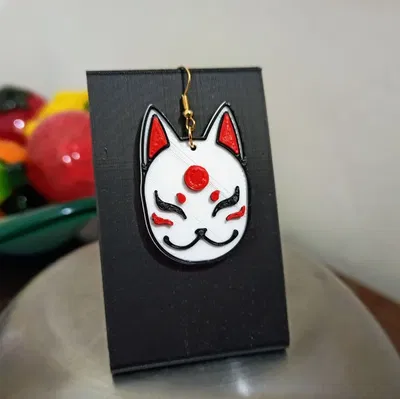 Kitsune Japanese Mask earrings