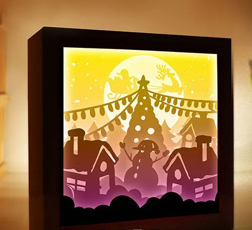 Hộp đèn cây thông Noel có người tuyết - Image 1