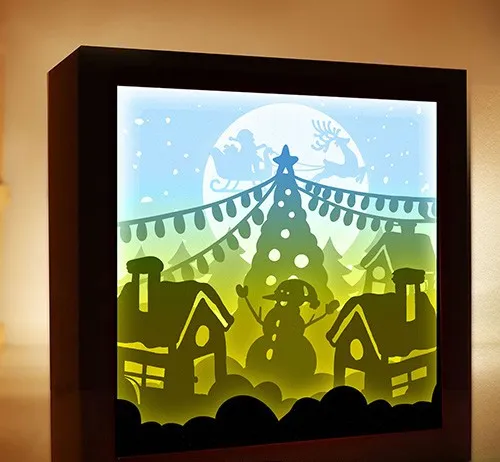 Hộp đèn cây thông Noel có người tuyết - Image 2