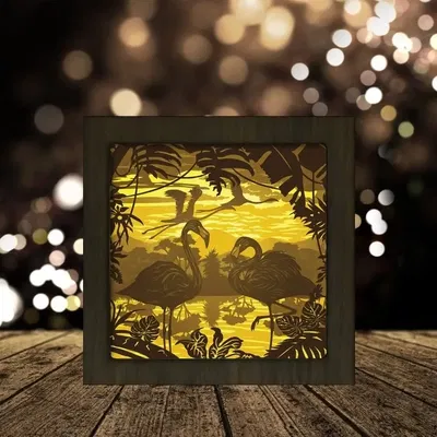 Hộp đèn vuông hình Hạc