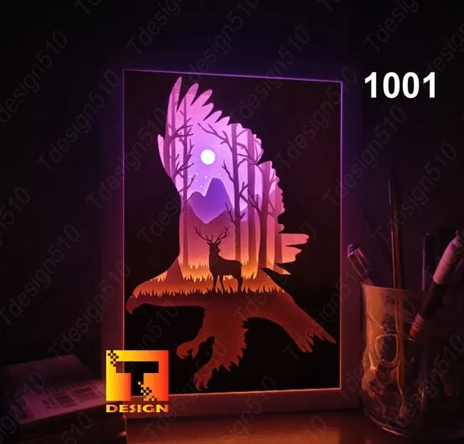 Hộp Đèn Hươu và Đại Bàng - Image 1