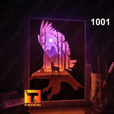 Hộp Đèn Hươu và Đại Bàng