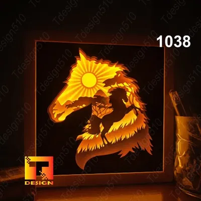 Hộp Đèn Cảnh Ngựa Hoang Dã