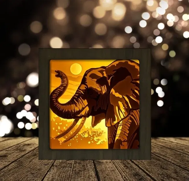 Hộp đèn vuông chân dung voi - Image 2