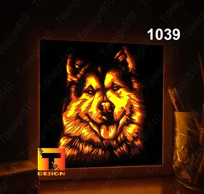 Alaska Dog Head Looking Straight (Lovely Dog) light box - Image 2