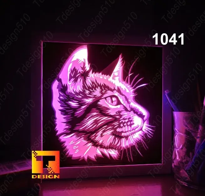 Hộp Đèn Đầu Mèo Nhìn Nghiêng - Image 1