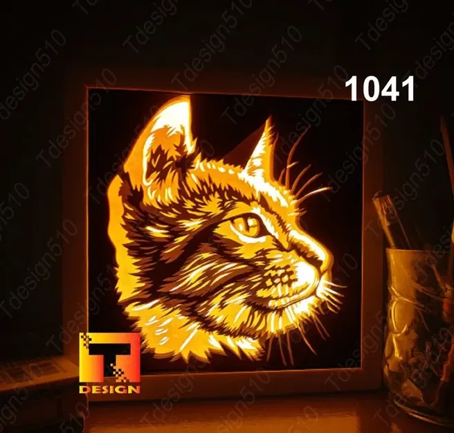 Hộp Đèn Đầu Mèo Nhìn Nghiêng - Image 2