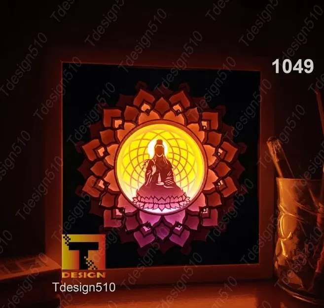 Hộp đèn Phật thiền định phiên bản 2 - Image 3