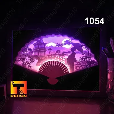 Hand fan Geisha Scene in Japan light box