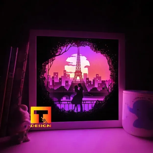 Love on the Seine in Paris light box - Image 1