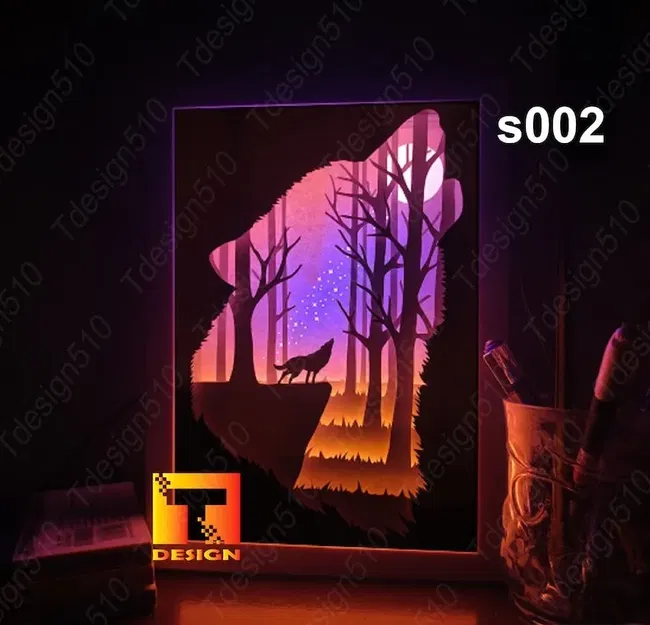 Mô hình Hộp đèn Sói trong Rừng - Image 1