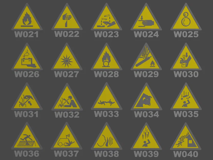 Bộ sưu tập đầy đủ các biển báo cảnh báo ISO 7010 (W001 - W067) - Image 2