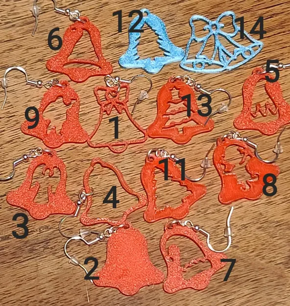 2D Christmas Bell Earrings - Image 1