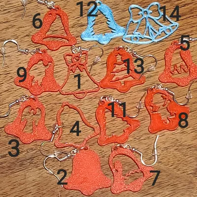 2D Christmas Bell Earrings