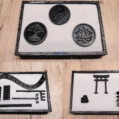 Bàn Zen mini với biểu tượng và phụ kiện trang trí