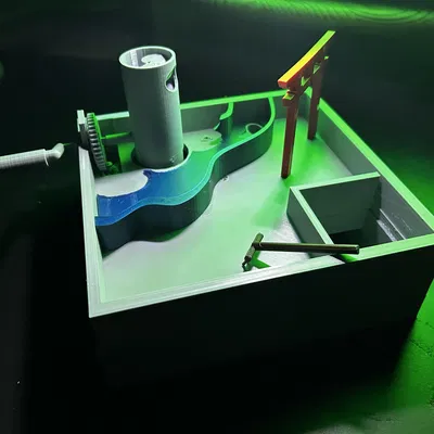 Khu vườn thiền với thác nước hoạt động được