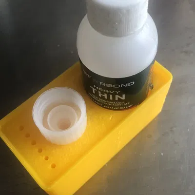 Gridfinity organizer for 2 oz Super Glue bottle and accessories