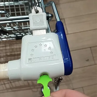 Móc khóa đồng xu xe đẩy mua sắm