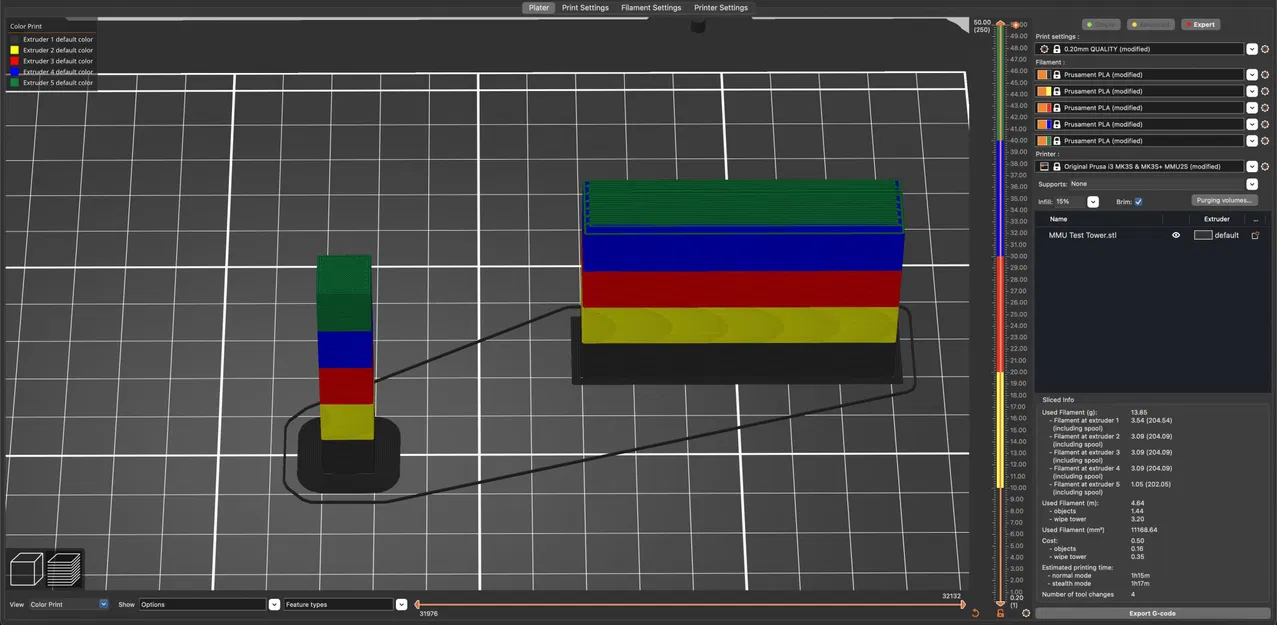 Tháp Kiểm Tra MMU2S - Đầu Phun Đồng Thau/NozzleX (Thép) - 5 Màu - Image 1