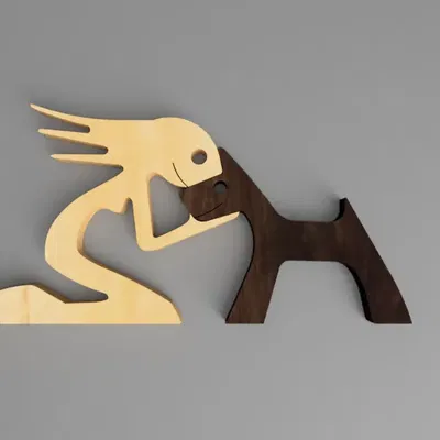 Mô hình điêu khắc phụ nữ và chó