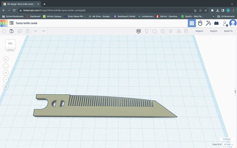 Gravity Knife V1 Tanto knife comb - Image 4