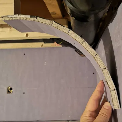 Drywall 90 degree curved/fillet ceiling support boning rib