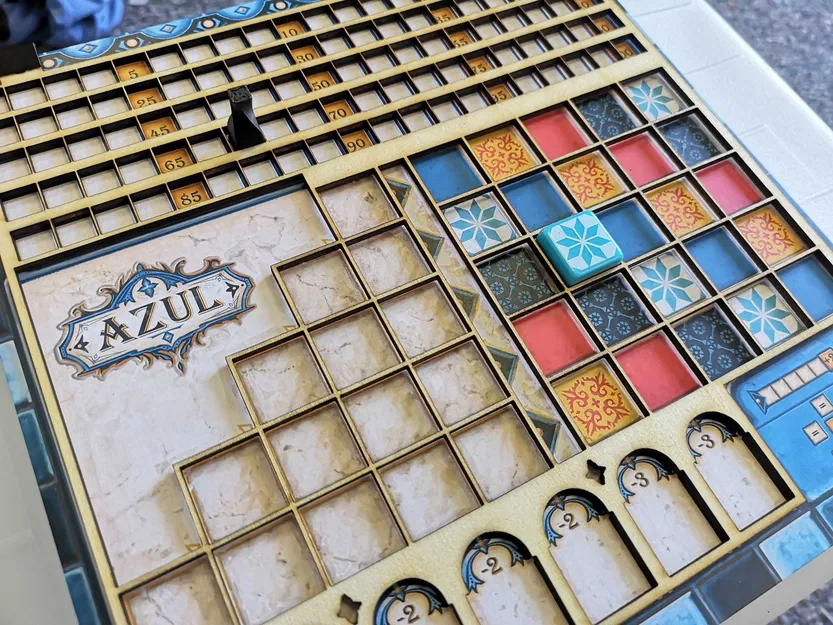 Azul boardgame LASERCUT overlay khe cắm gạch và chốt giữ điểm - Image 1