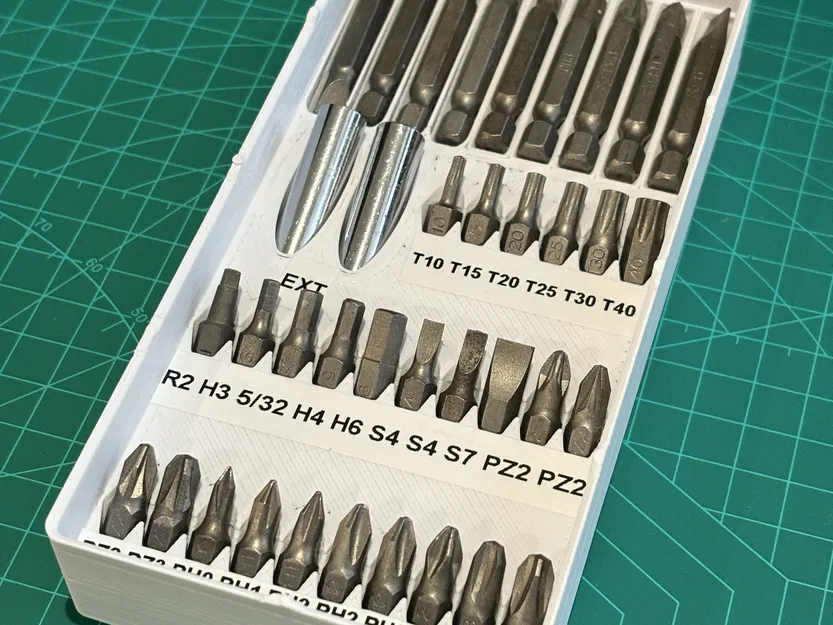 Hex Holder Gridfinity 4x2 (4U tall) - holds long, short and extender bits - Image 2