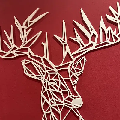 Đầu Hươu Đầu Nai Phong Cách Low Poly - Kích Thước Lớn