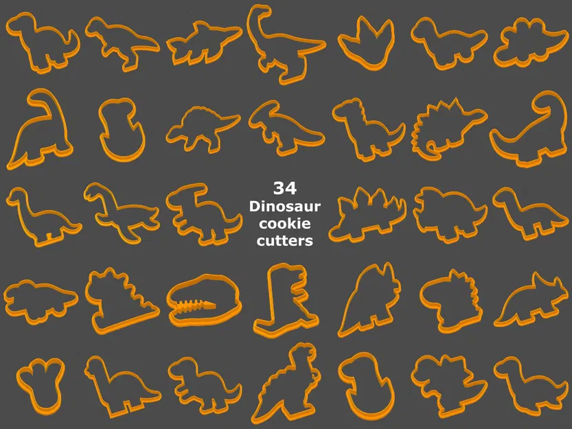 Bộ 34 Khuôn Cắt Bánh Khủng Long / Dụng Cụ Cắt Bánh [Dinosaurus vykrajovátka] - Image 1