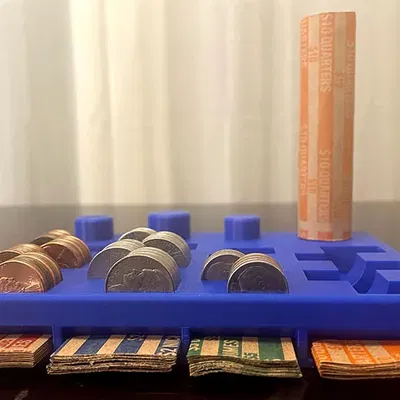 Hộp Đựng Tiền Xu Mỹ Có Chỗ Cất Giấy Gói & Hỗ Trợ Cuốn Tiền