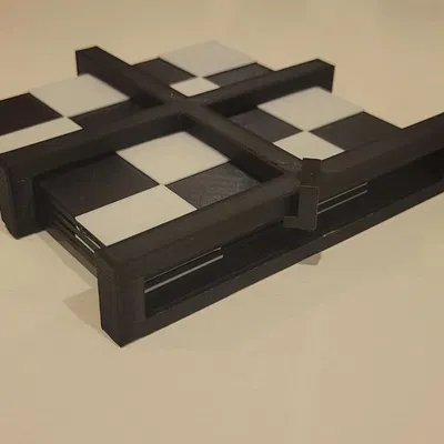 Mini portable chess set with proportional pieces and board (4x4 modules)