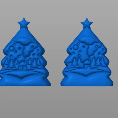 Mô hình 3D Cây thông Giáng sinh kèm Làng