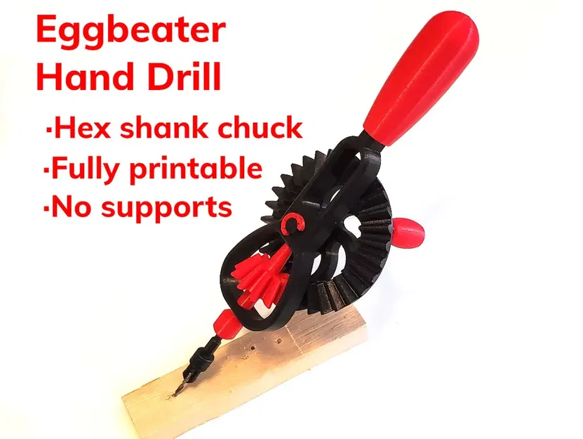 Eggbeater Drill - Fully Printed - No Supports - Image 1
