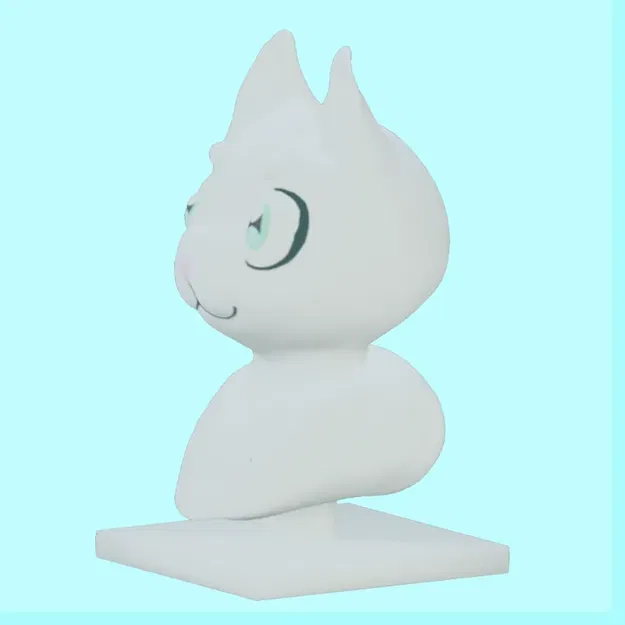 Cartoon/Anime-ish Cat Bust - Image 1
